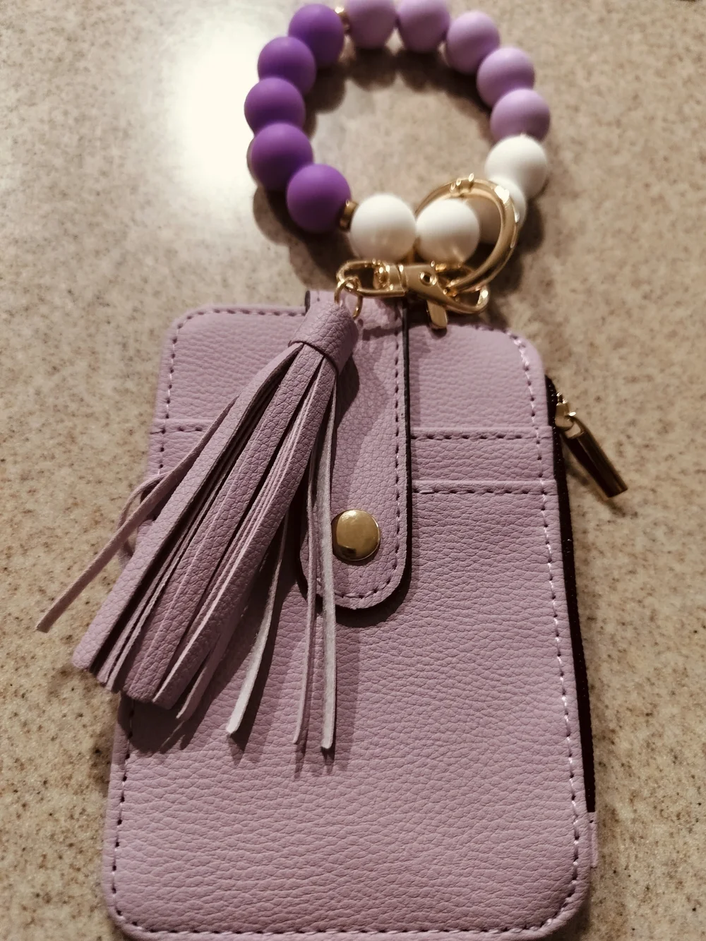 Lavender Tassel Wristlet Card Holder Keychain